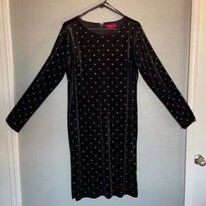 L Jennifer Lopez Black MIDI Dress with Rhinestones